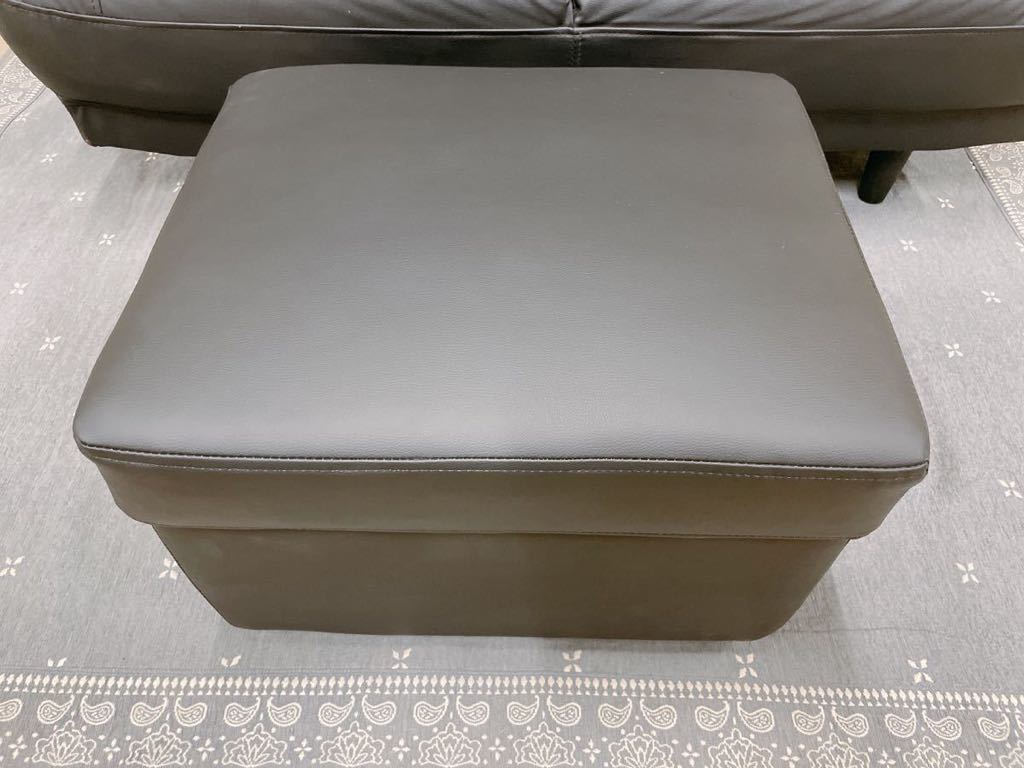 中古 ニトリ 2人用合皮ソファ Nシールドキャッツ3 オットマン付き 