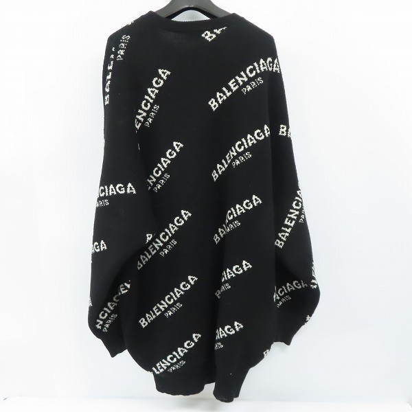 ☆【JPタグ】BALENCIAGA/バレンシアガ 17AW オーバーサイズロゴ総柄ニット 485698 T1399/XS /080