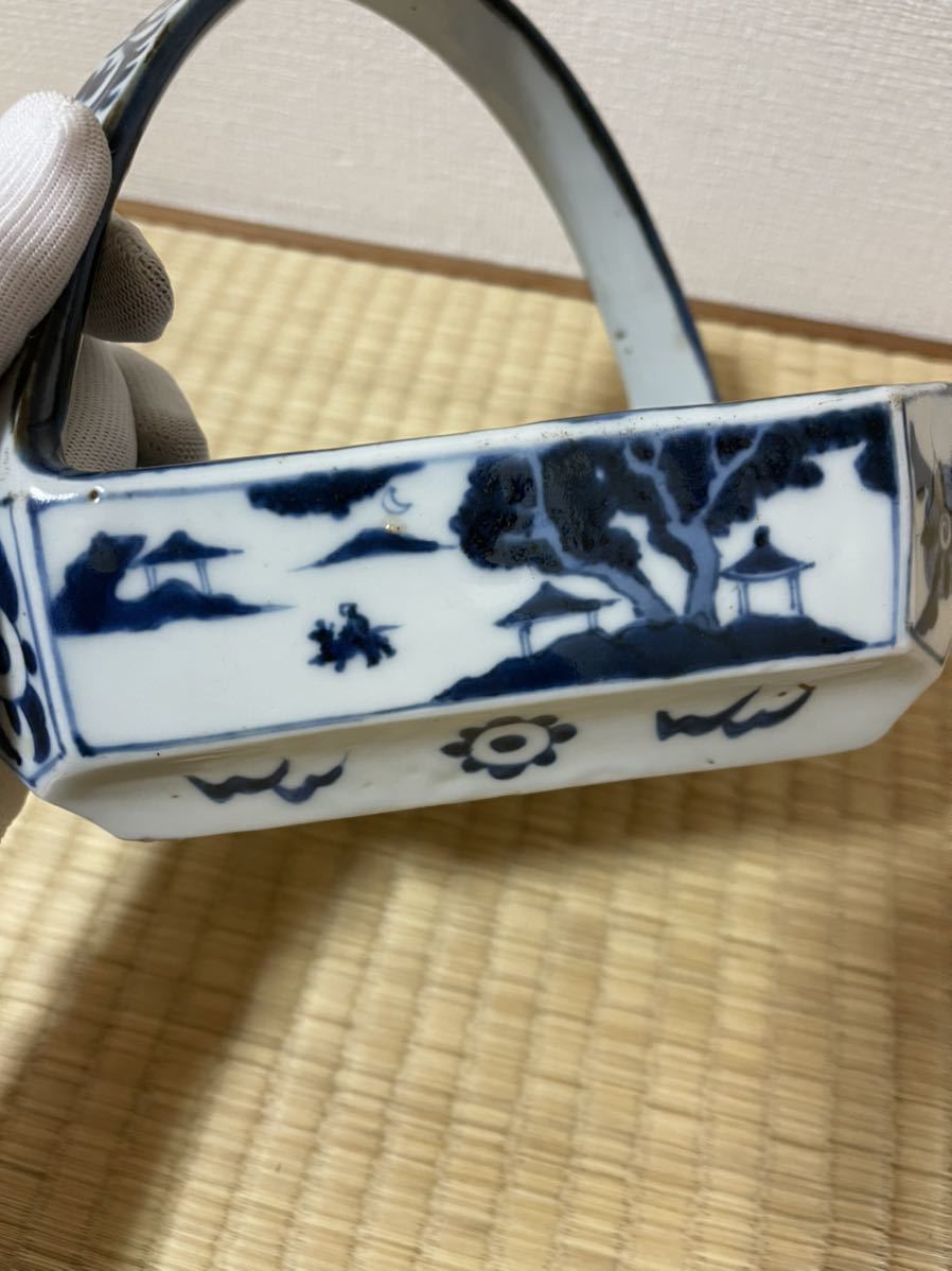 青花 古染付 中国染付け龍紋皿骨董 ⁄ 瓔珞模様 龍 古伊万里