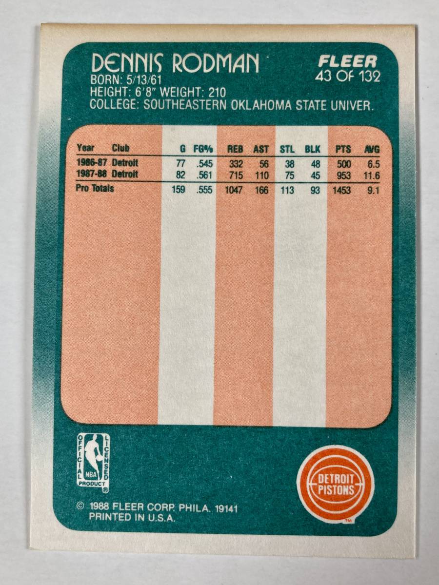 ☆DENNIS RODMAN / デニス・ロッドマン 1988 FLEER #43 of 132 