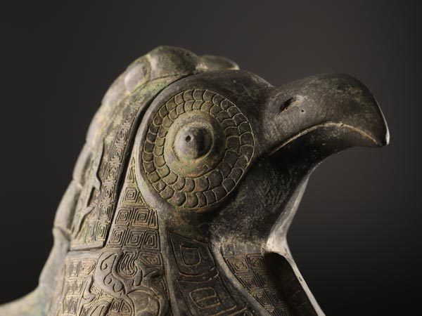 流】中国美術 青銅饕餮紋 鳥形尊 高30.5cm KG034 文化遺産オンライン