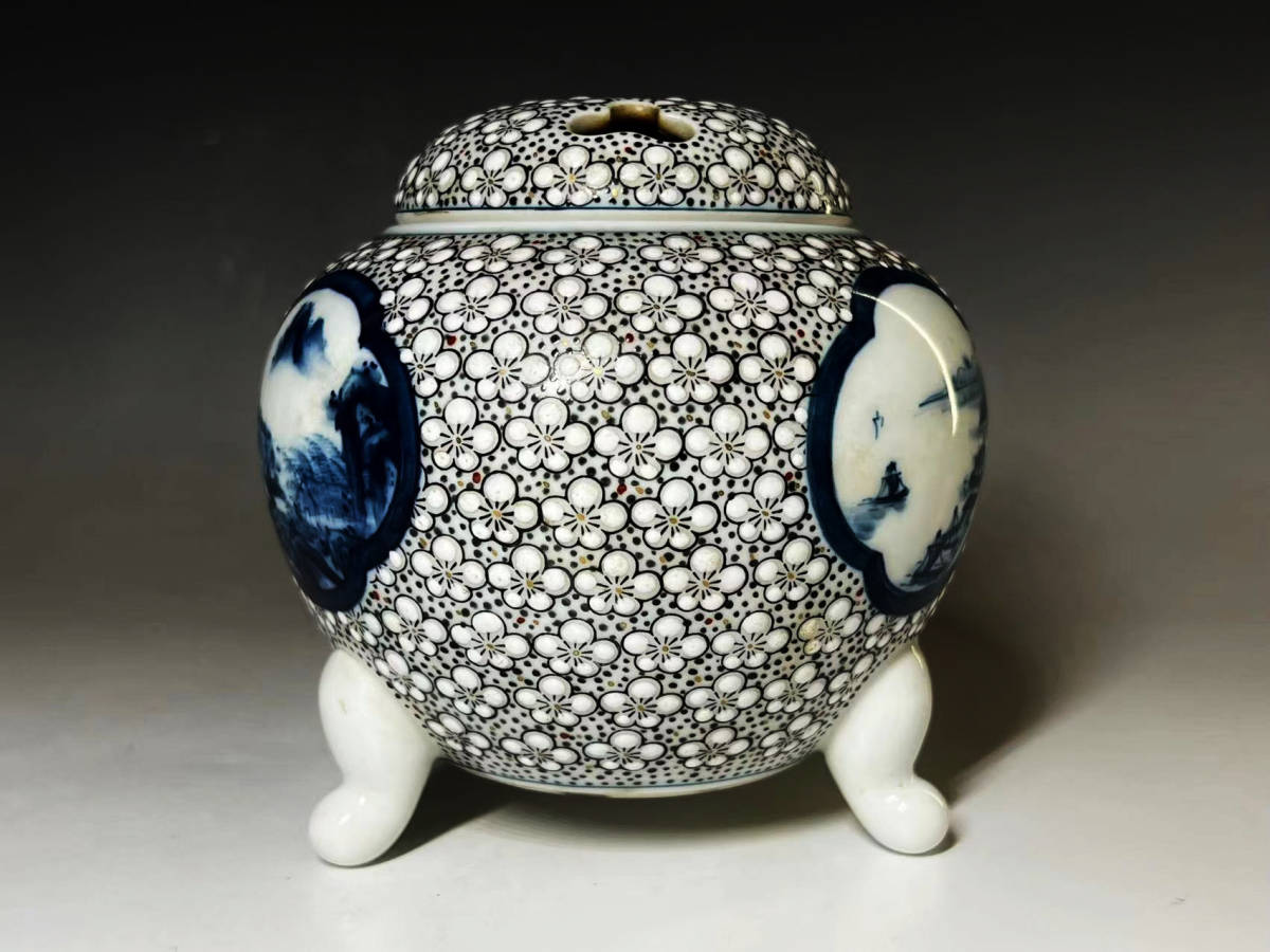 ●中国古美術 骨董 色絵陶磁器 壺／香炉 書画 飾り物 畑萬陶苑 - | GALLERY HULS 香炉 京都の骨董品 碗 明(YC233) 山水