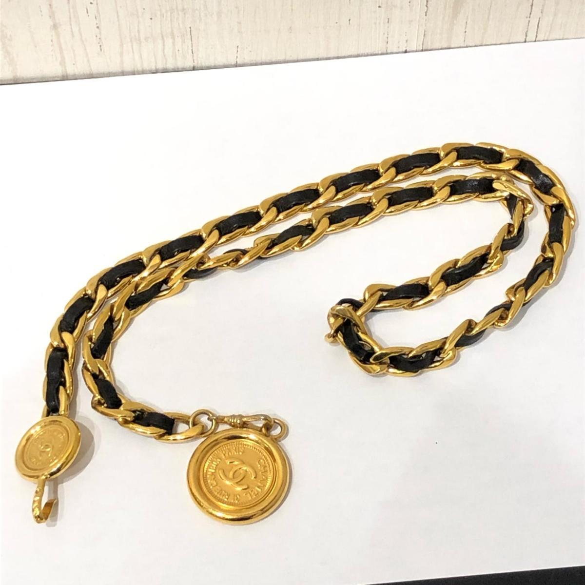 1円 CHANEL シャネル 美品 94A コインチャーム チェーンベルト 