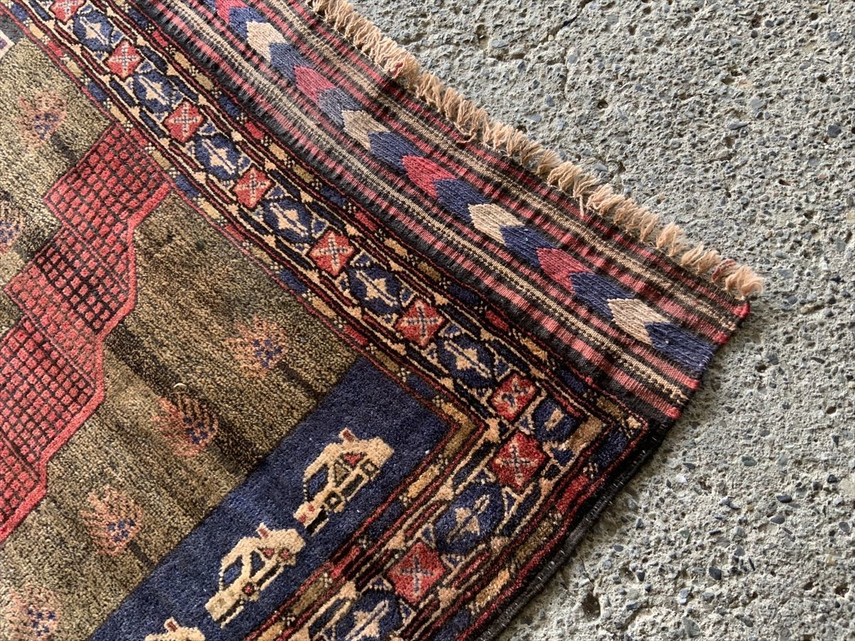 183×149cm アフガニスタン産 絨毯 ラグ アンティーク家具 マジック カーペット 01AOARE220330010D