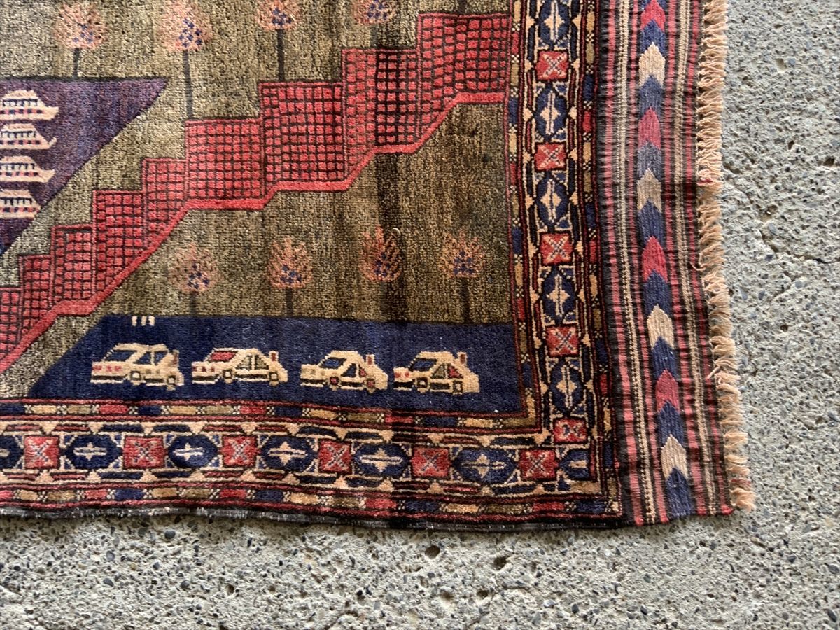 183×149cm アフガニスタン産 絨毯 ラグ アンティーク家具 マジック カーペット 01AOARE220330010D