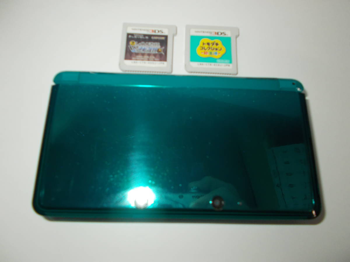 ニンテンドー3DSグリーン＋ソフト2本 中古・作動品・初期化済  