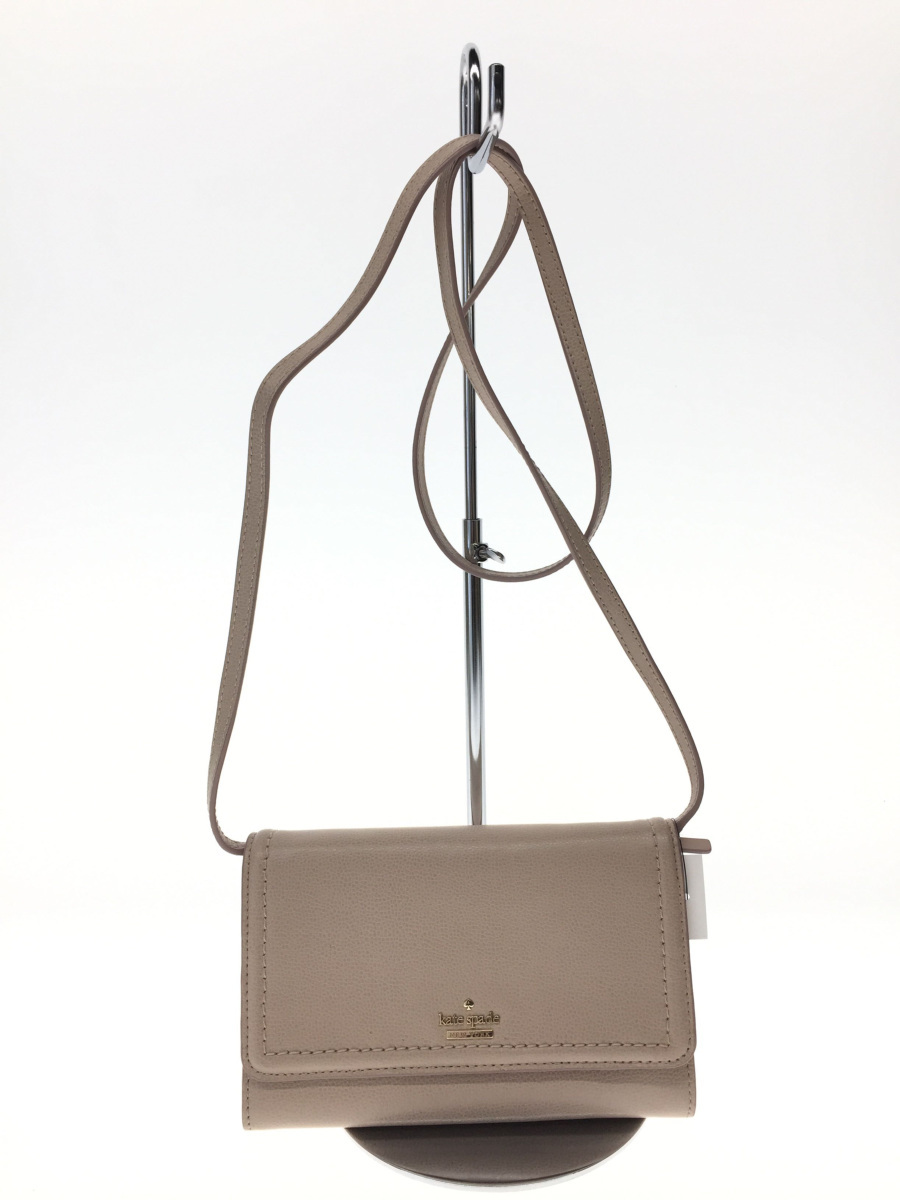 kate spade new york◆お財布ショルダーバッグ/レザー/BEG/ロングショルダー斜め掛けウォレット/WLRU5038