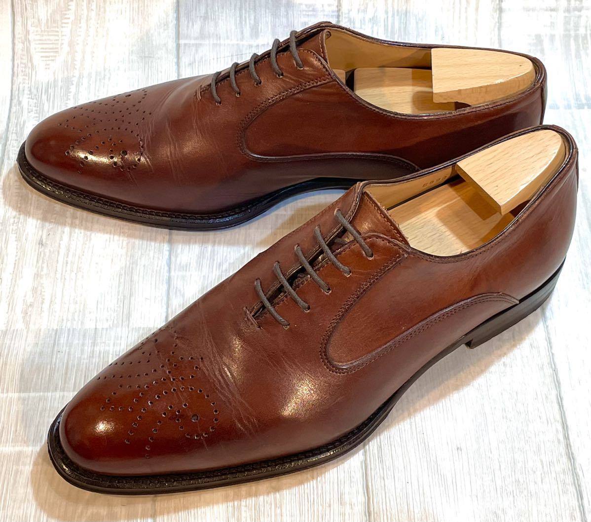 ANTONIO MAURIZI アントニオマウリッツィ◆25cm 40◆Italy製◆プレーントゥ 革靴 本革 紐靴 ドレスシューズ ビジネスシューズ 靴 メンズ 茶