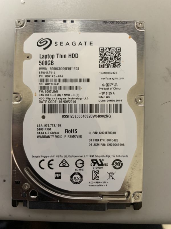 Disque Dur Interne 2.5" 500 Go Seagate ST500LT012-1DG142 Pour PC Portable - Occasion Testé