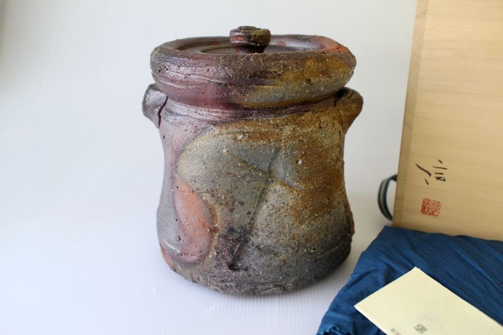 陶器 耳付水指 茶道具 備前焼 柴岡信義 美術品・アンティーク