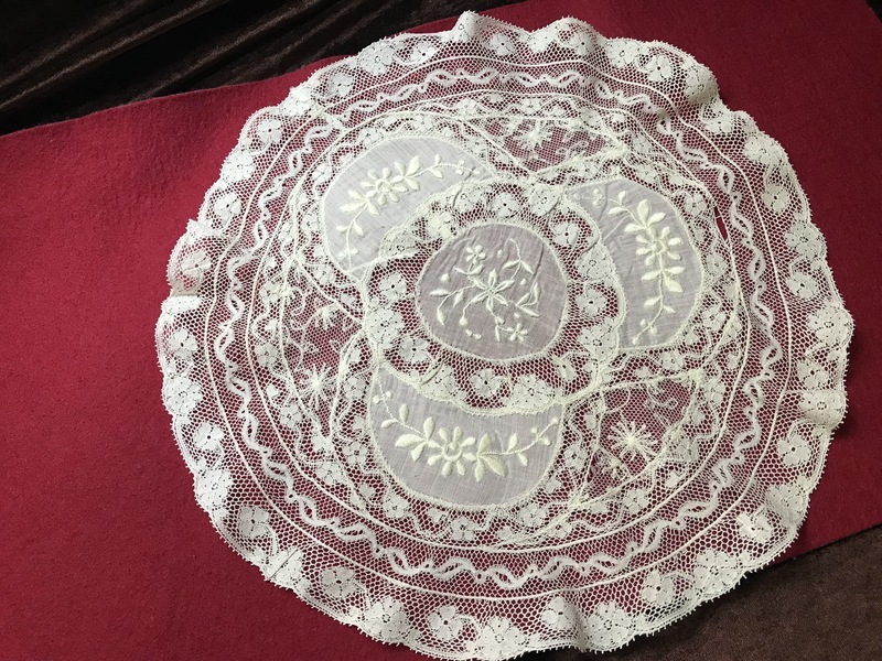 アンティークフランス 盛上げ花刺繍ニードルワーク ノルマンディー