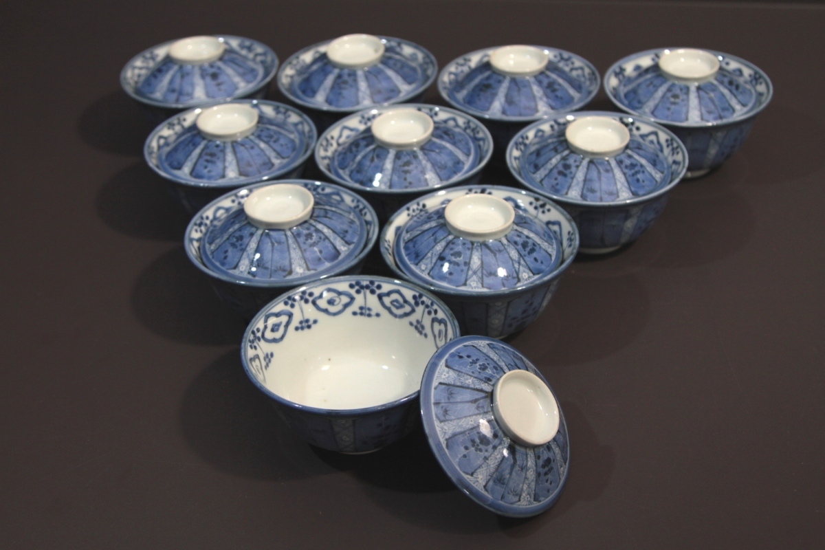 幕末期 文化14年 梅竹染付け 蓋茶碗 10客 ② | TSUM1947.BY