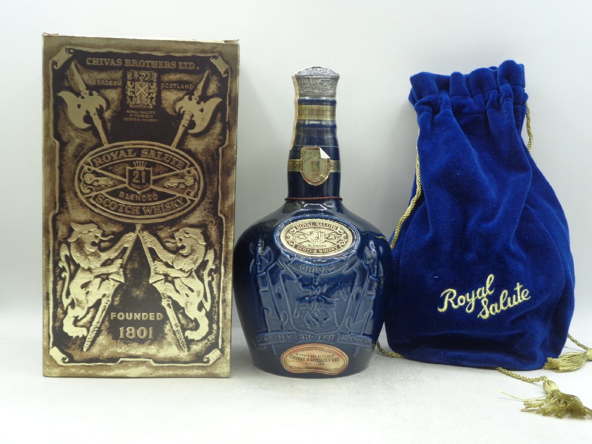 【未開封・箱付き】シーバス ロイヤルサルート 21年 青ボトル 古酒 ROYAL SALUTE 21年 ロイヤルサルート 21年 ウイスキー 陶器ボトル 青