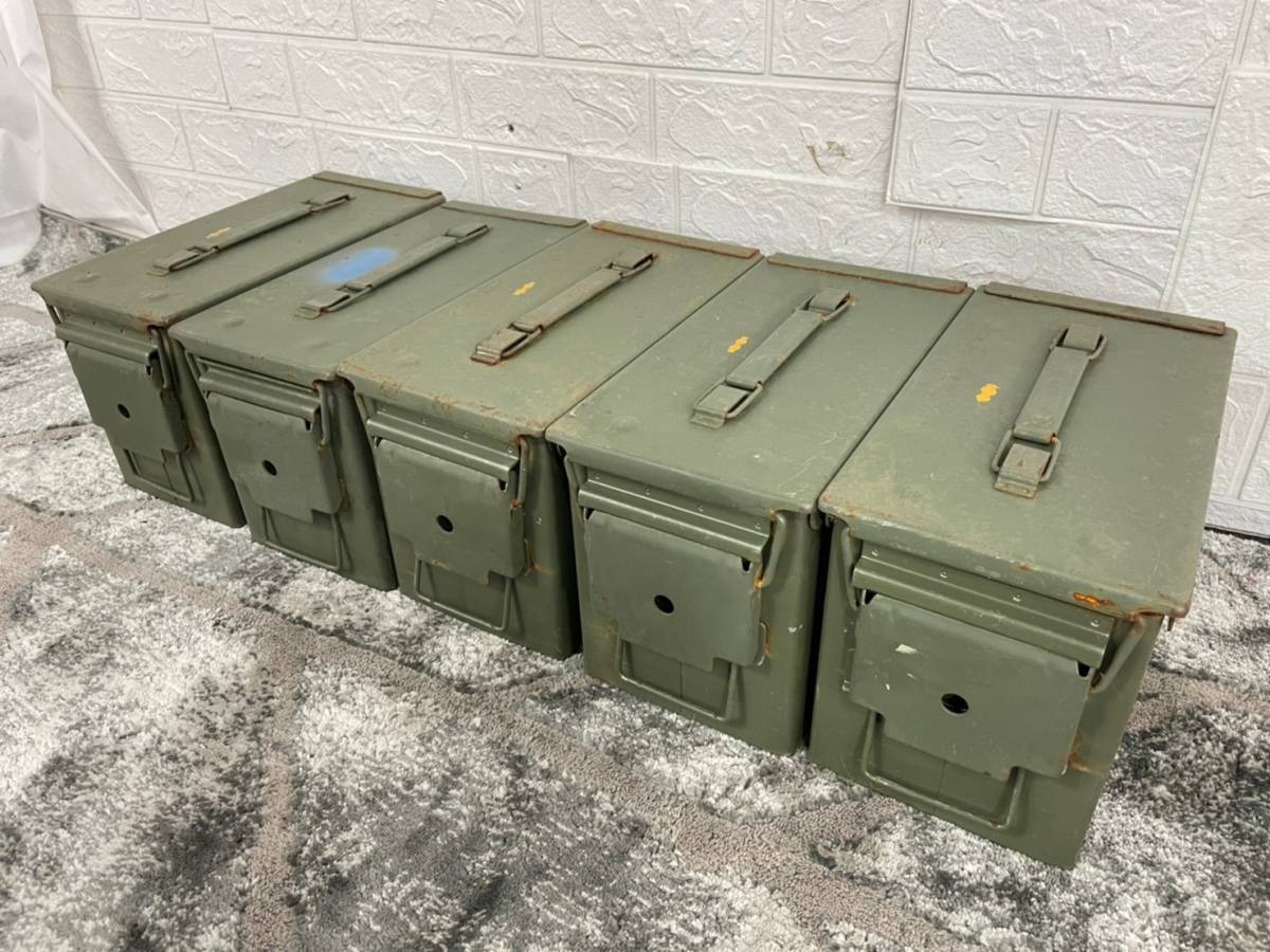 【米軍放出品】ミリタリー アンモボックス 5個 アンモ缶 アーモ缶 工具箱 小物入れ 弾薬箱C (140)☆IC31DK
