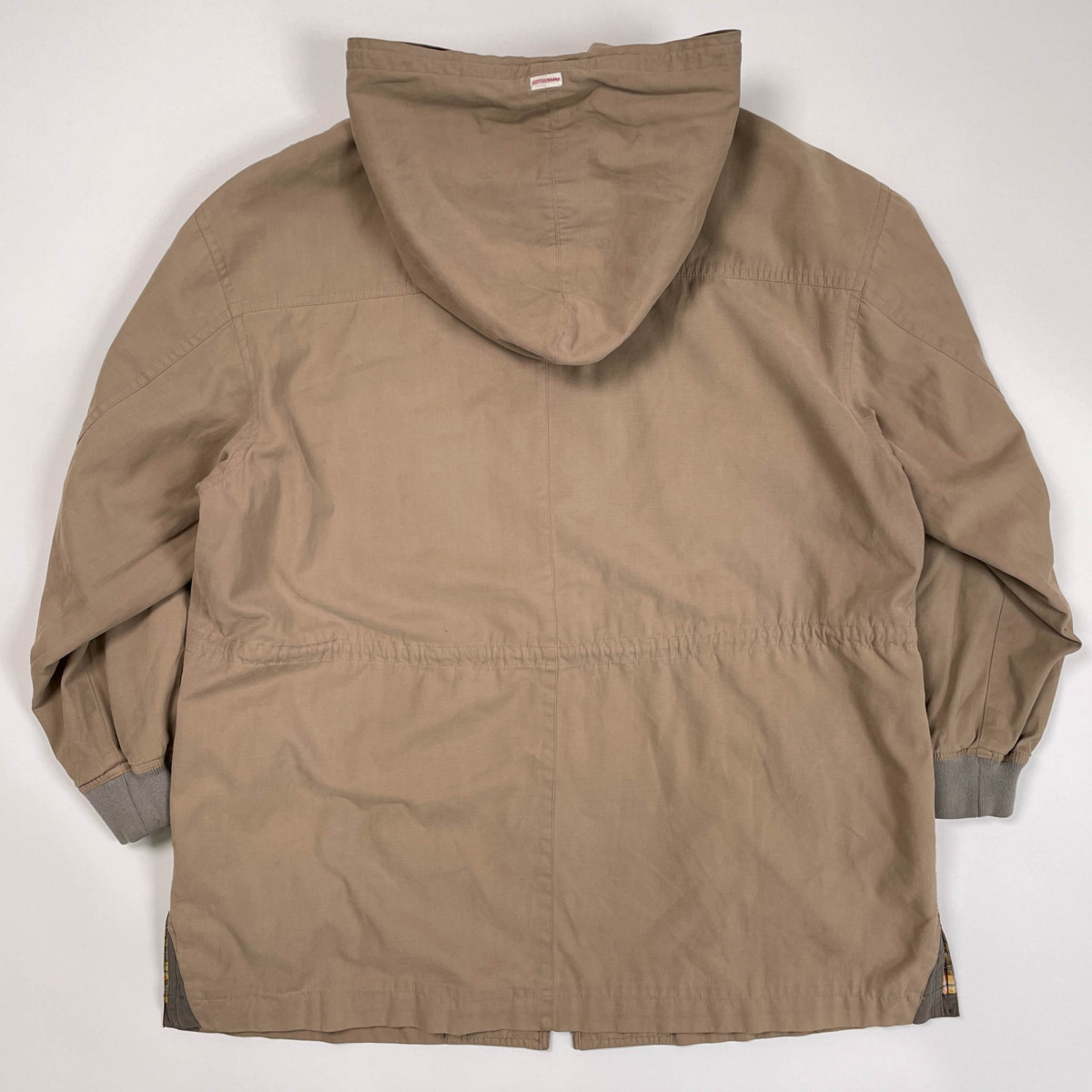 裏チェック◇PAPAS パパス ワッペン付 フード コート ジャケット M