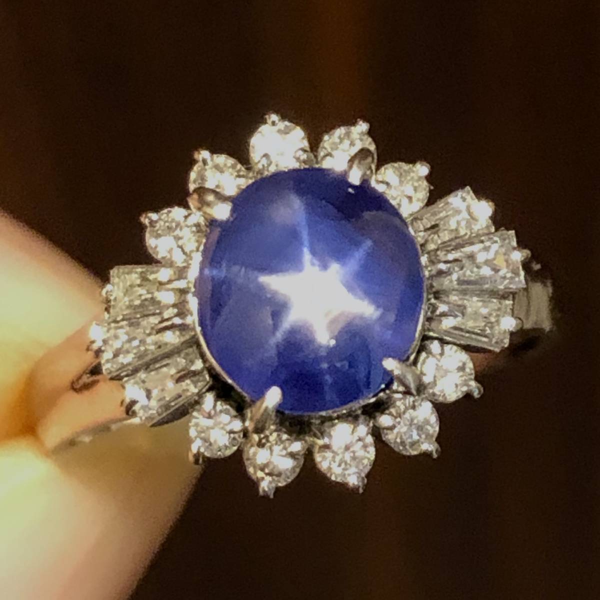 透明感抜群 3ct UP! ★ 天然 スターサファイア ダイヤモンド リング