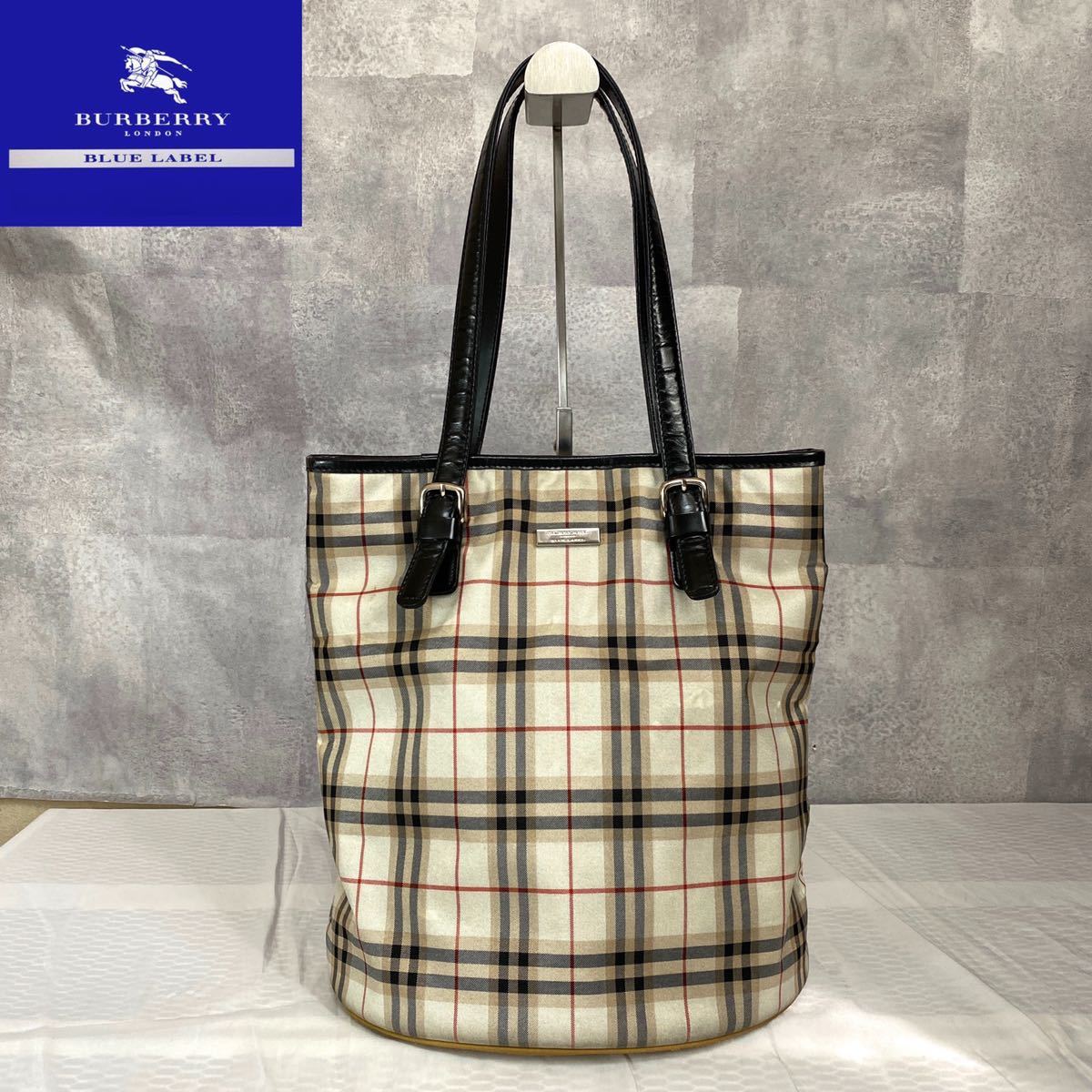 BURBERRY バーバリー ノバチェック バケツ型 トートバッグ キャンバス BURBERRY バーバリー ノバチェック トートバッグ バケツ型 キャンバス