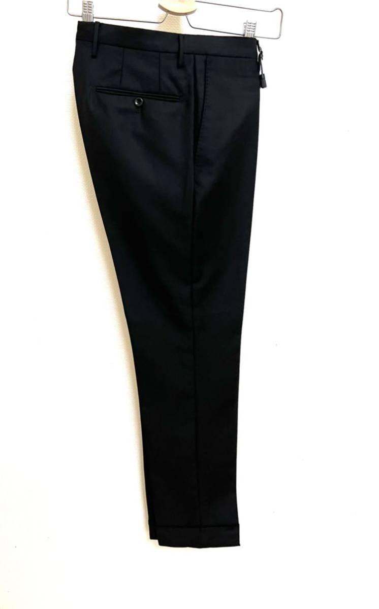 INCOTEX size46 秋冬 ウールスラックス ブラック メンズ インコテックス slim fit 1AT035 ノータック 黒 国内正規品