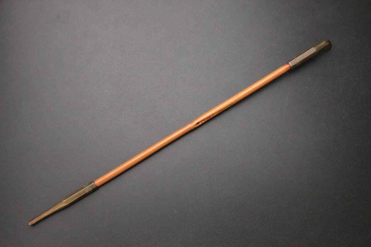HV055 時代物 銅製 菊菱紋 長煙管 全長41cm 重50g・花魁煙管・竹羅宇銅