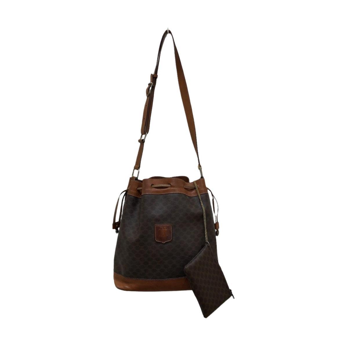 1円 CELINE セリーヌ マカダム柄 巾着 ショルダーバッグ ポーチ付き