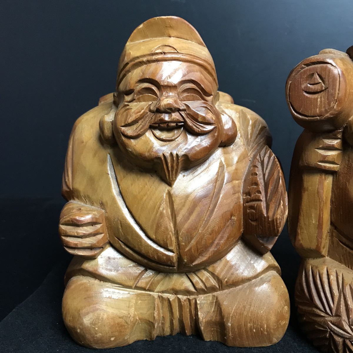 東洋彫刻 恵比寿 天 像 仏像 置物 七福神 大黒様 大黒天 商売繁盛 