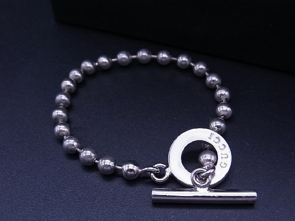1円 □美品□ GUCCI グッチ 925 ボールチェーン ブレスレット バングル