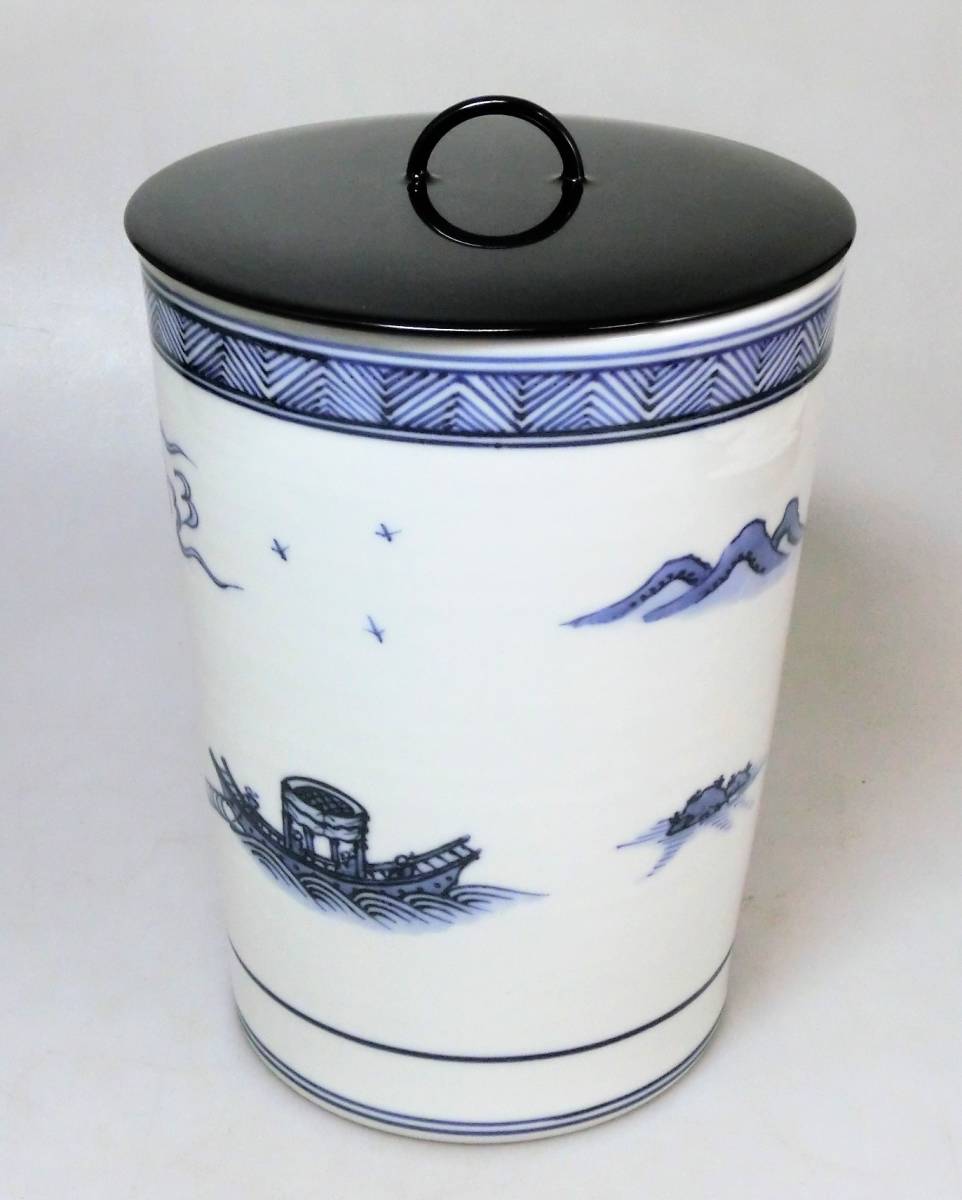 膳所焼　陽炎園　染付　水指　共箱　共布　茶道具 水指 共箱 陽炎園 『膳所焼』『淡海ぜぜ 栗山園オンライン通販部 出物