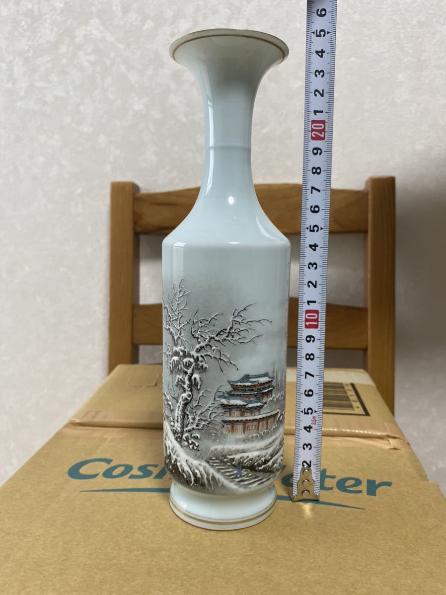 中国　景徳鎮製　花瓶 中国 景徳鎮制 薄花瓶 br10834 中国古玩 黄釉花瓶 景徳鎮製 花鳥紋 在