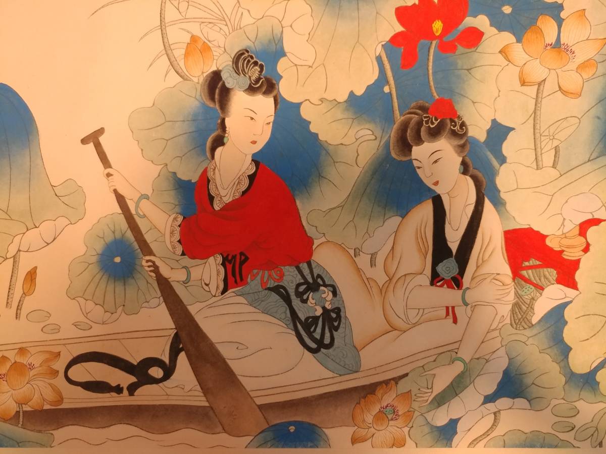 模写】【博宝】〈張大千〉『仕女』 中国画家 中國書画（肉筆マクリ