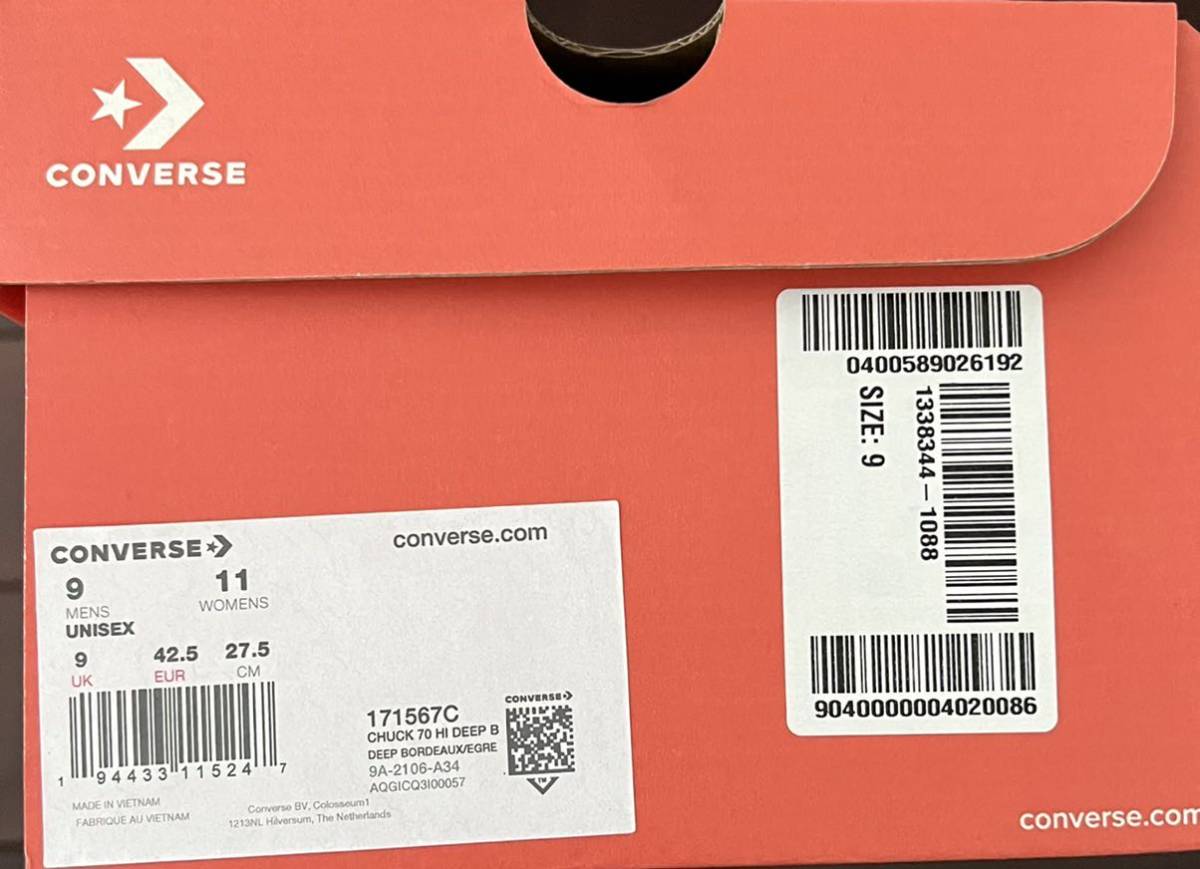 CONVERSE Chuck 70 27.5cm CT70 チャックテイラー ハイカット 日本未 