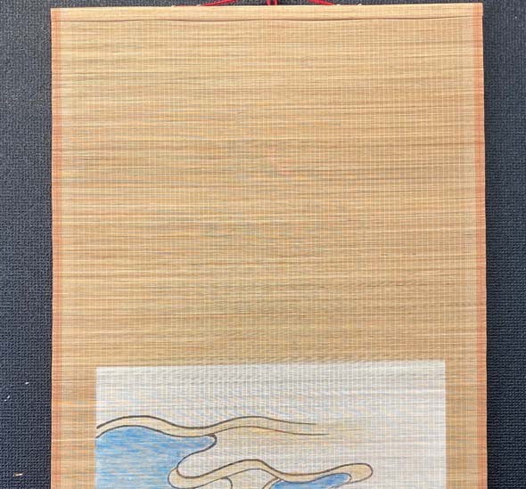 中国掛軸】美人画「湘江二妃図」竹絲画簾 肉筆 検)唐美人 美人図/舞妓 