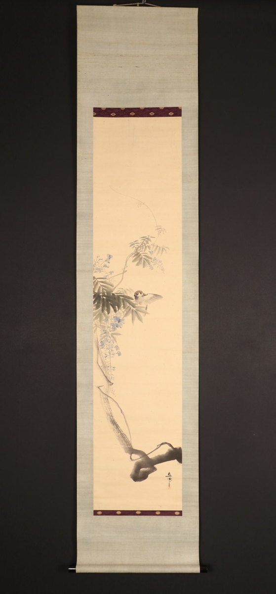 深田直城 掛け軸 雙幅 真作/深田直城/白鷺図/絹表装/布袋 深田直城 掛け軸 雙幅 真作/深田直城/白鷺図/絹表装/布袋