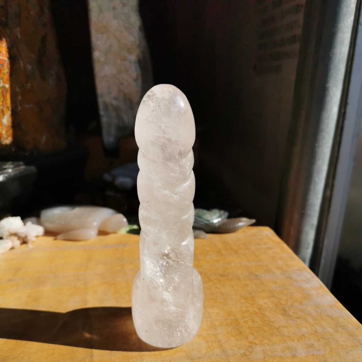 水晶男根2 珍石クリスタル鑑賞石石置物オブジェインテリア
