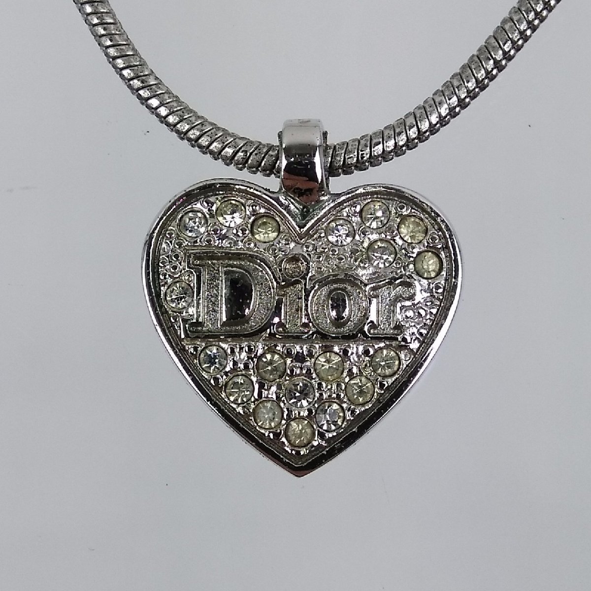 Dior ハート ネックレス シルバー クリアストーン Christian Dior CD 