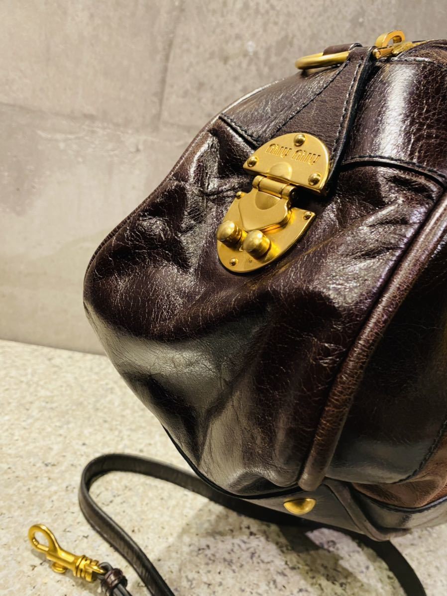 1円スタート 極美品！MIU MIU ミュウミュウ 2WAY ハンドバッグ