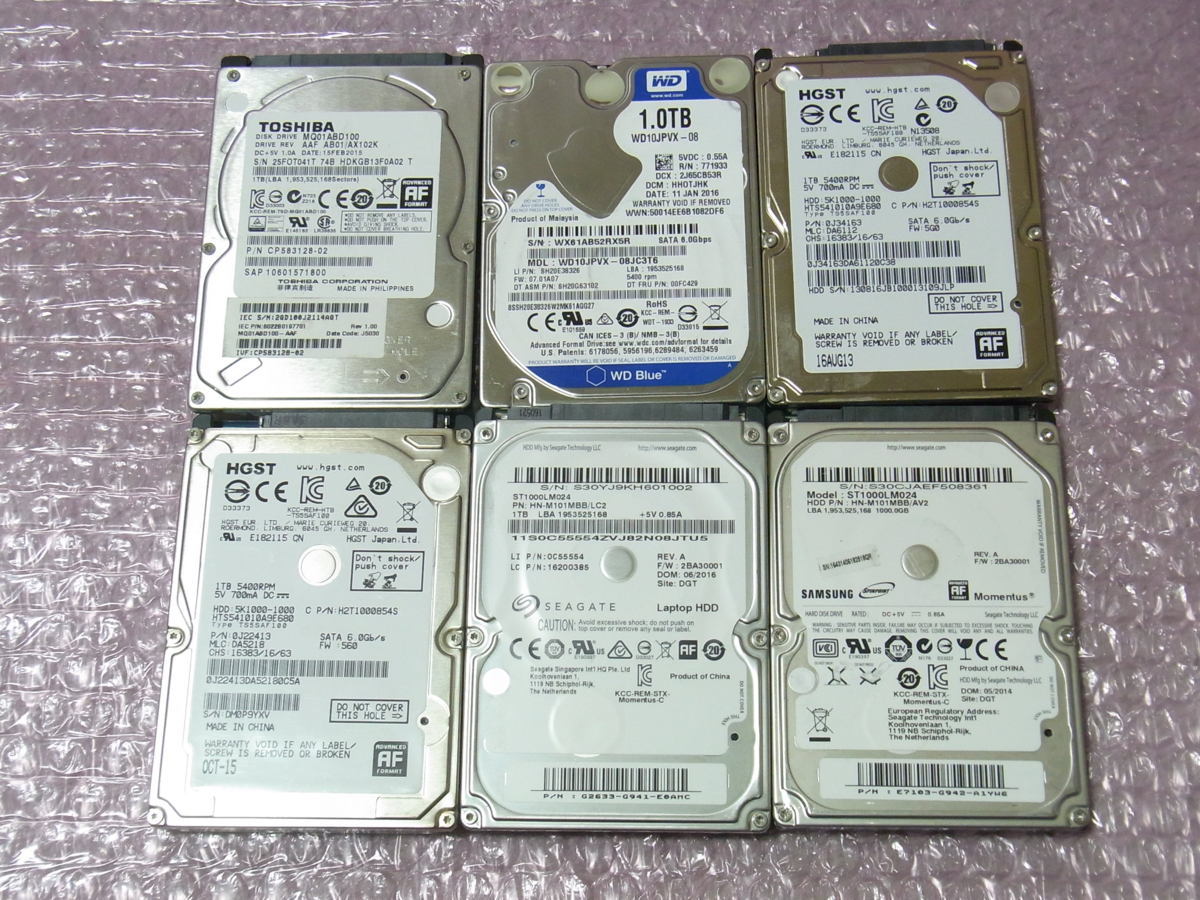 B29339 O-04271 2.5インチ HDD 1TB 6個セット 判定正常 - SATA Seagate