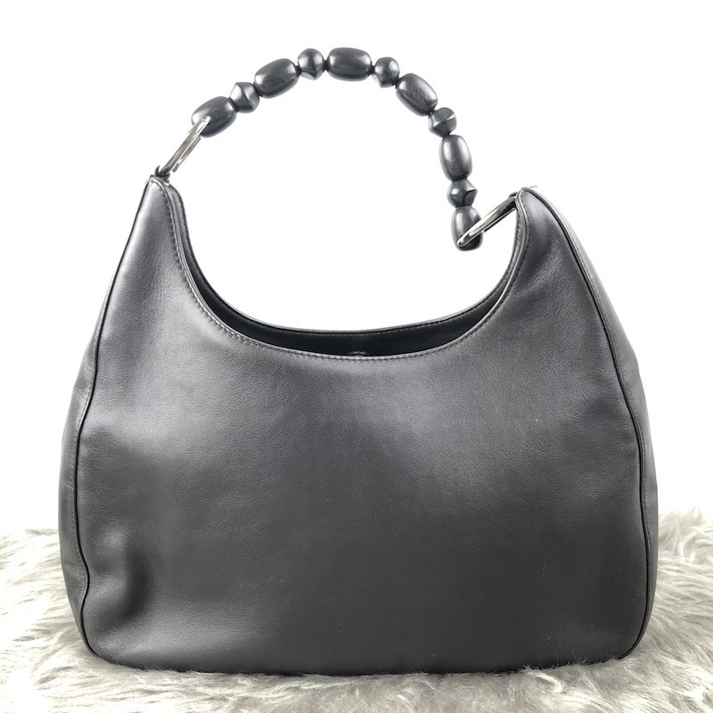 PRADA ワンショルダーバッグ 肩掛け ロゴ型押し ハーフムーン レザー 
