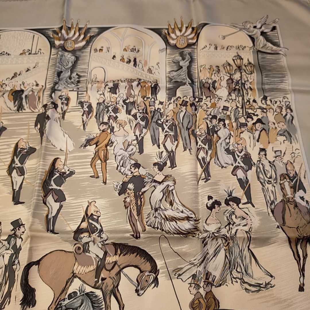 希少 美品 エルメス SOIREE DE GALA スカーフ CLERC氏 90カレ HERMES 