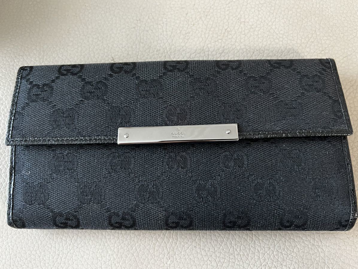 GUCCI グッチ 112715 長財布 GGキャンバス 黒 レディース(女性用財布