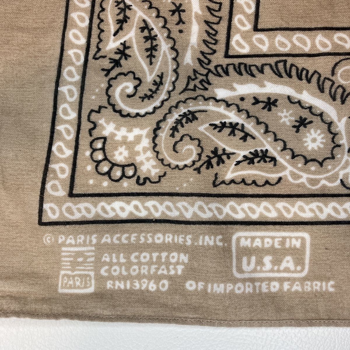vintage ビンテージ バンダナ 80s USA製 アメリカ製 ブラウン PARIS