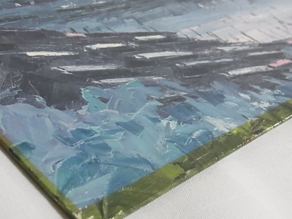 〇o441D 酒井健吉 NO15 瀬戸内海室津港 油絵 F6号 額サイズ約56cm