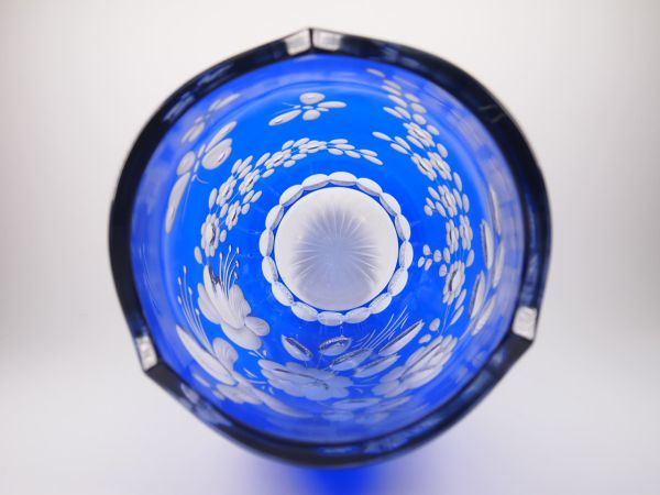 Meissen マイセンクリスタル フラワー バタフライ 花と蝶 青被せ