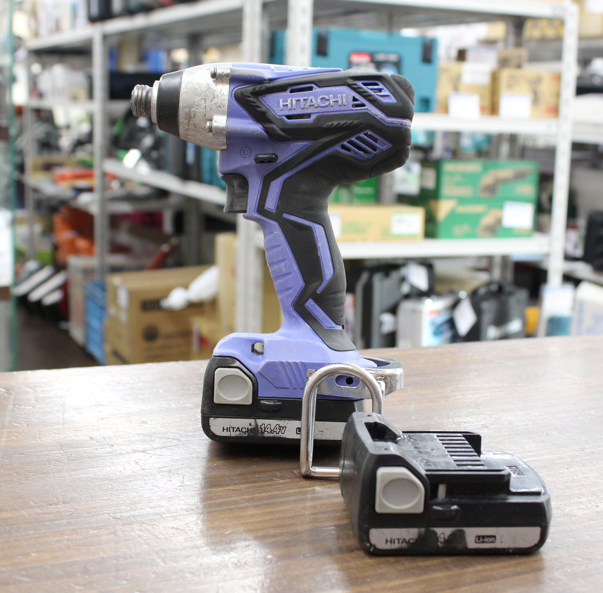 1円スタート！動作確認済み HITACHI 日立工機 インパクトドライバ 14.4V FWH14DGL バッテリー BSL1415S ×2 付属 HiKOKI ハイコーキ