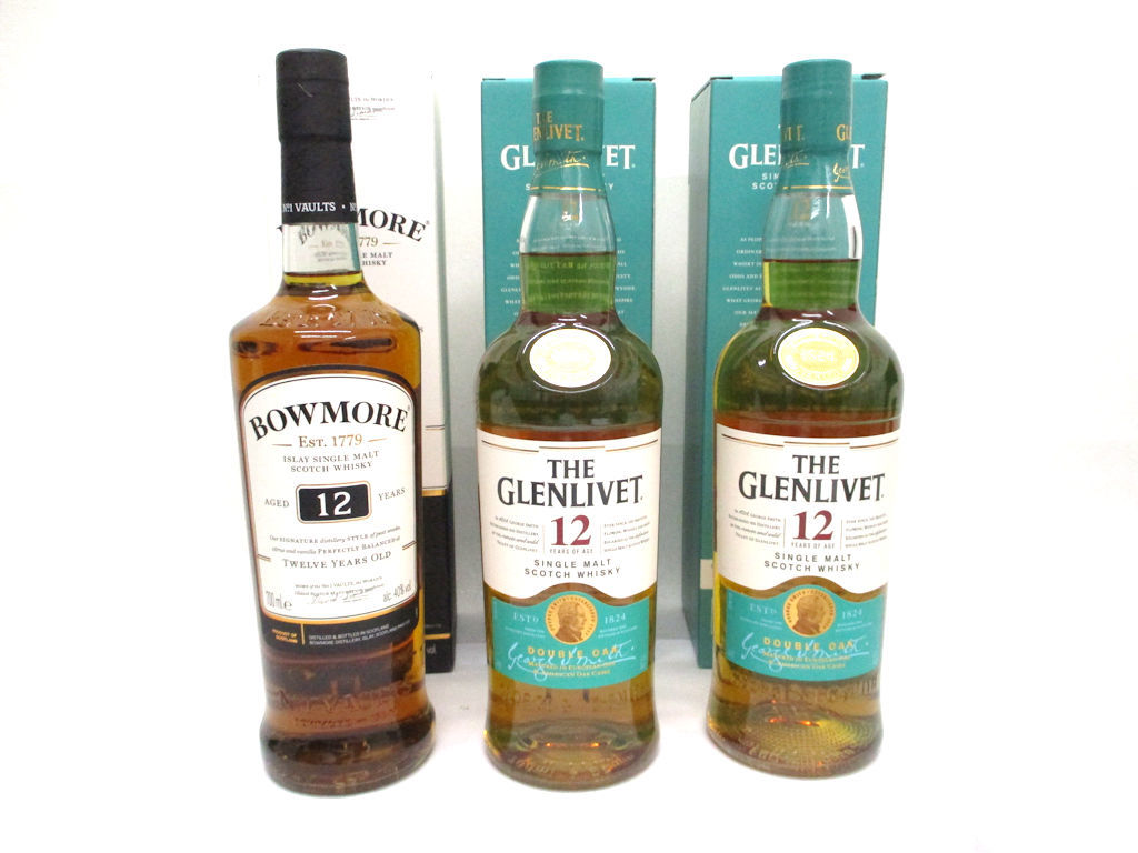 グレンリベット　ボウモア12年　2本セット グレンリベット ボウモア12年 2本セット ボウモア12年、ザグレン