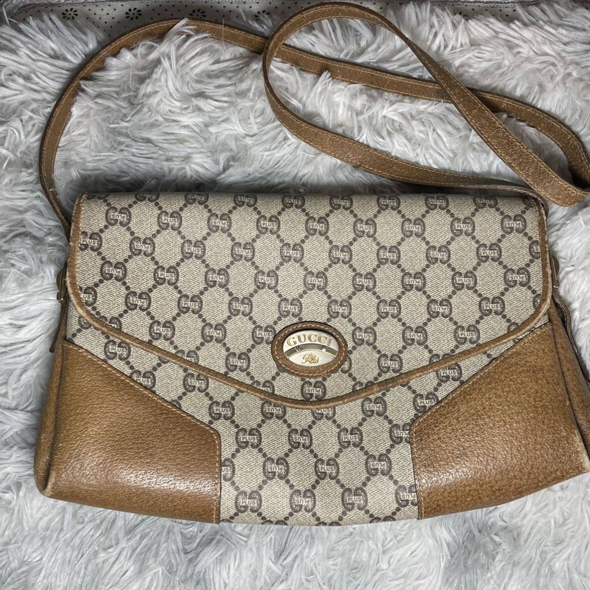 1円スタート】ヴィンテージ GUCCI グッチ オールドグッチ GGプラス PVC