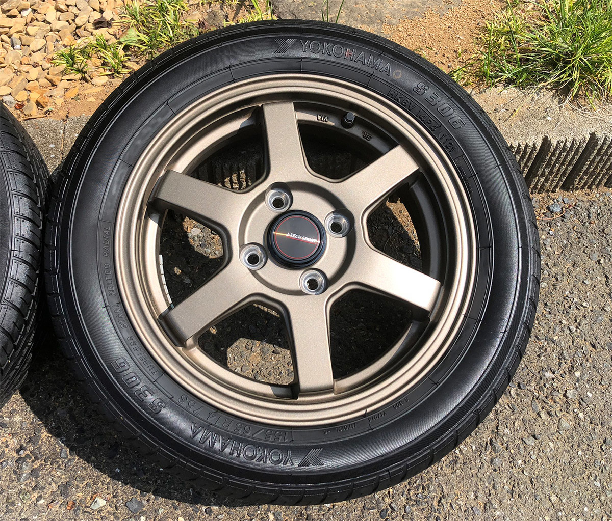 美品 バリ山 軽自動車用 14インチ TE37風 6本スポーク ホイール