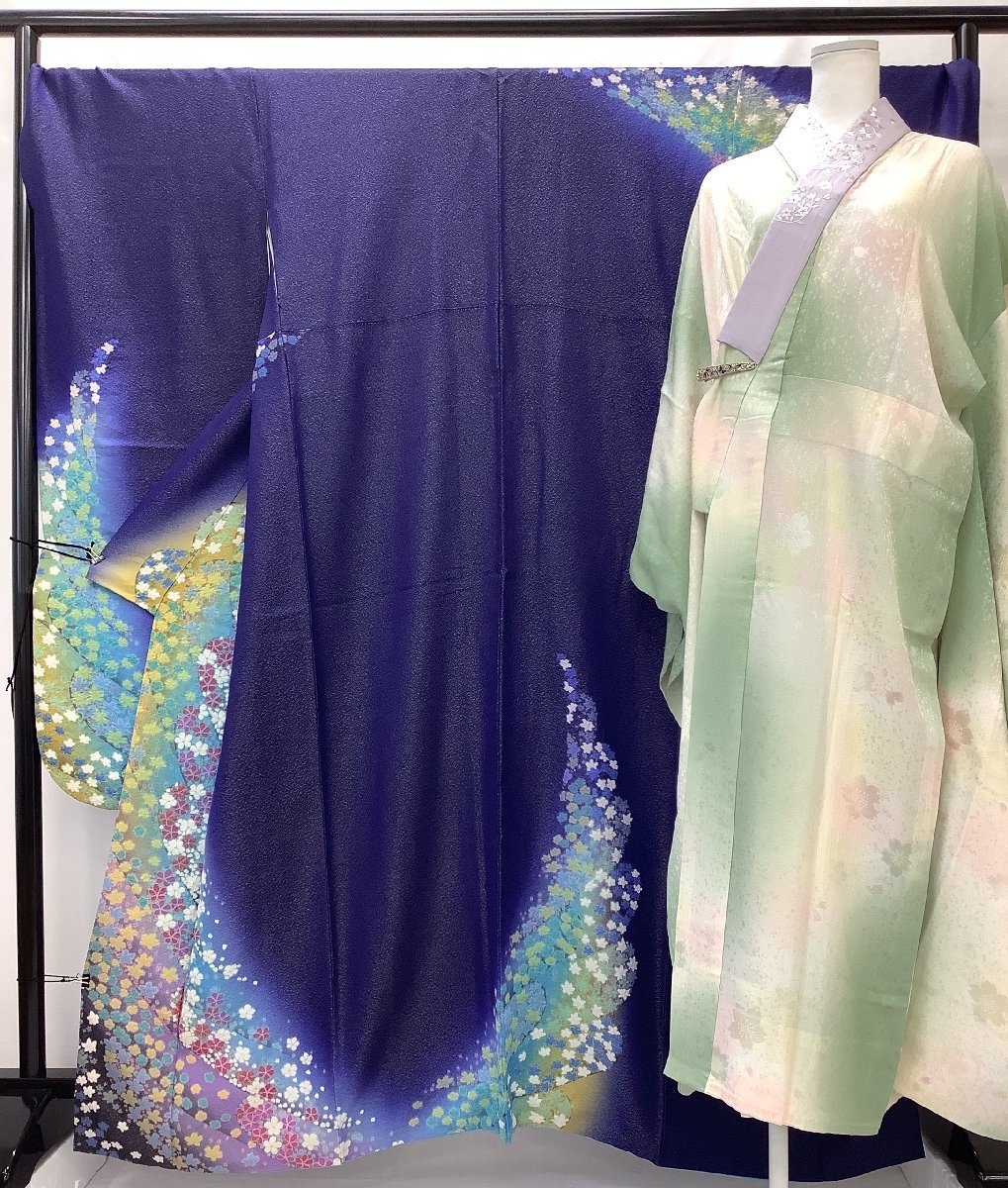 【SALE，お買い得】 きものcocon 振袖 襦袢2点セット 身丈163.5/裄74/正絹/紫系/ラメ/スーパー鈴ガード/襦袢:胴単衣袖無双/刺繍衿/落款印 5-9-12K-0185-g(振袖)｜売買されたオークション情報、yahooの商品情報をアーカイ 振袖