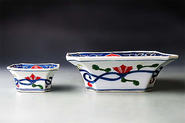 ☆真美☆k1454 館林源右衛門 色絵染錦花唐草文向付五客