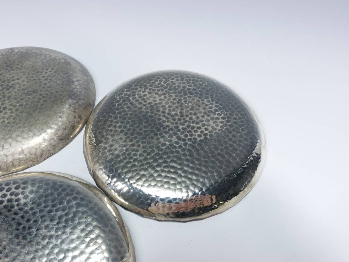高山三松堂 銀製銘々皿六枚 総重量：337g 木箱入 ○ 銀製品 茶道具
