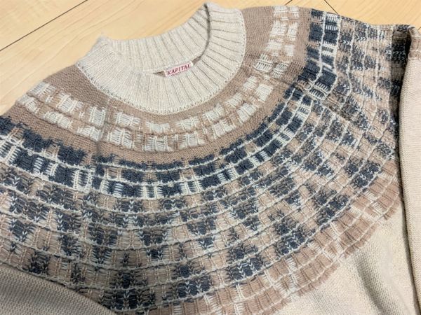 キャピタル KAPITAL 5Gウール ノルディック柄 HAPPYパッチ ラグラン  